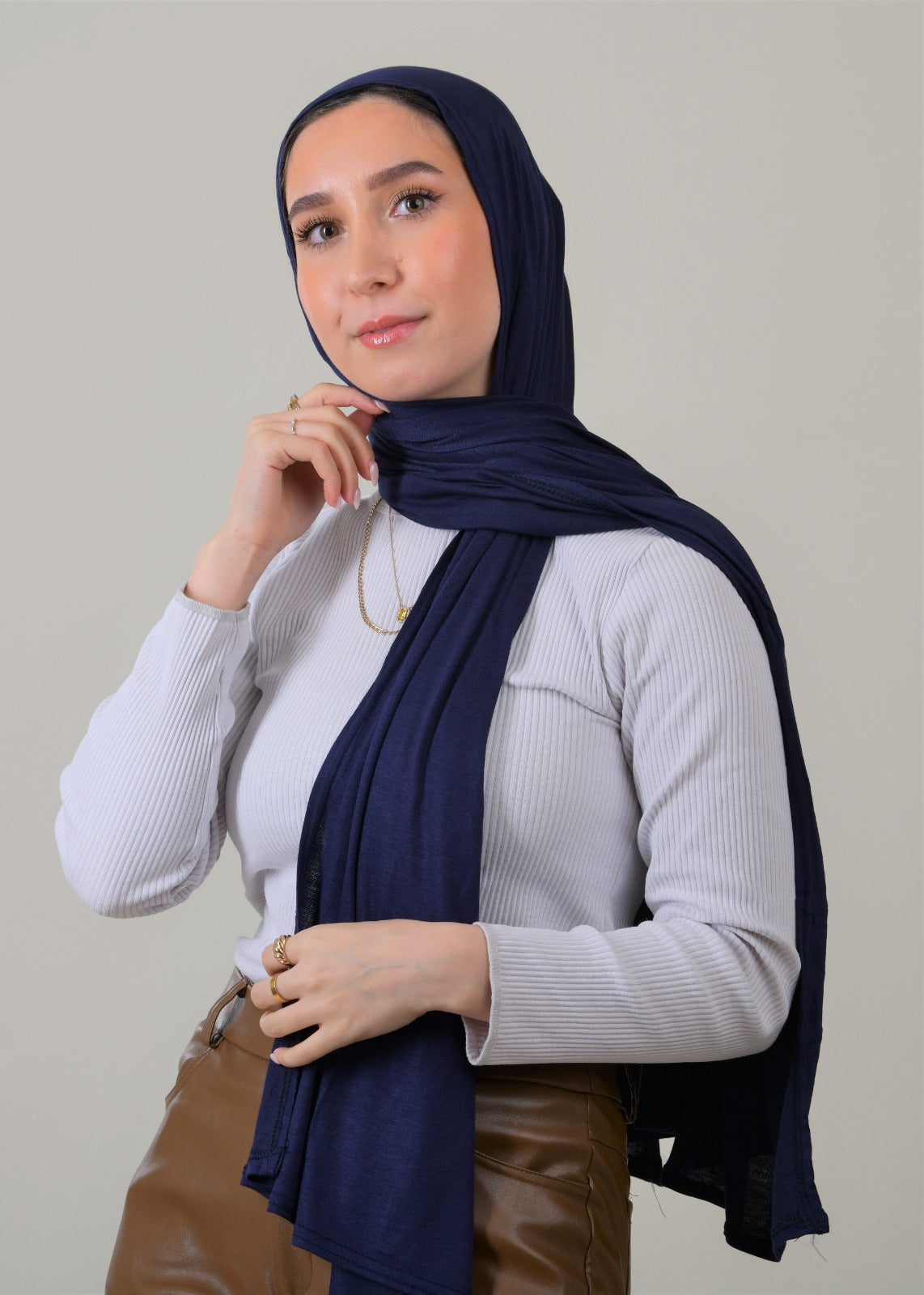 Premium Jersey Hijab  - Navy