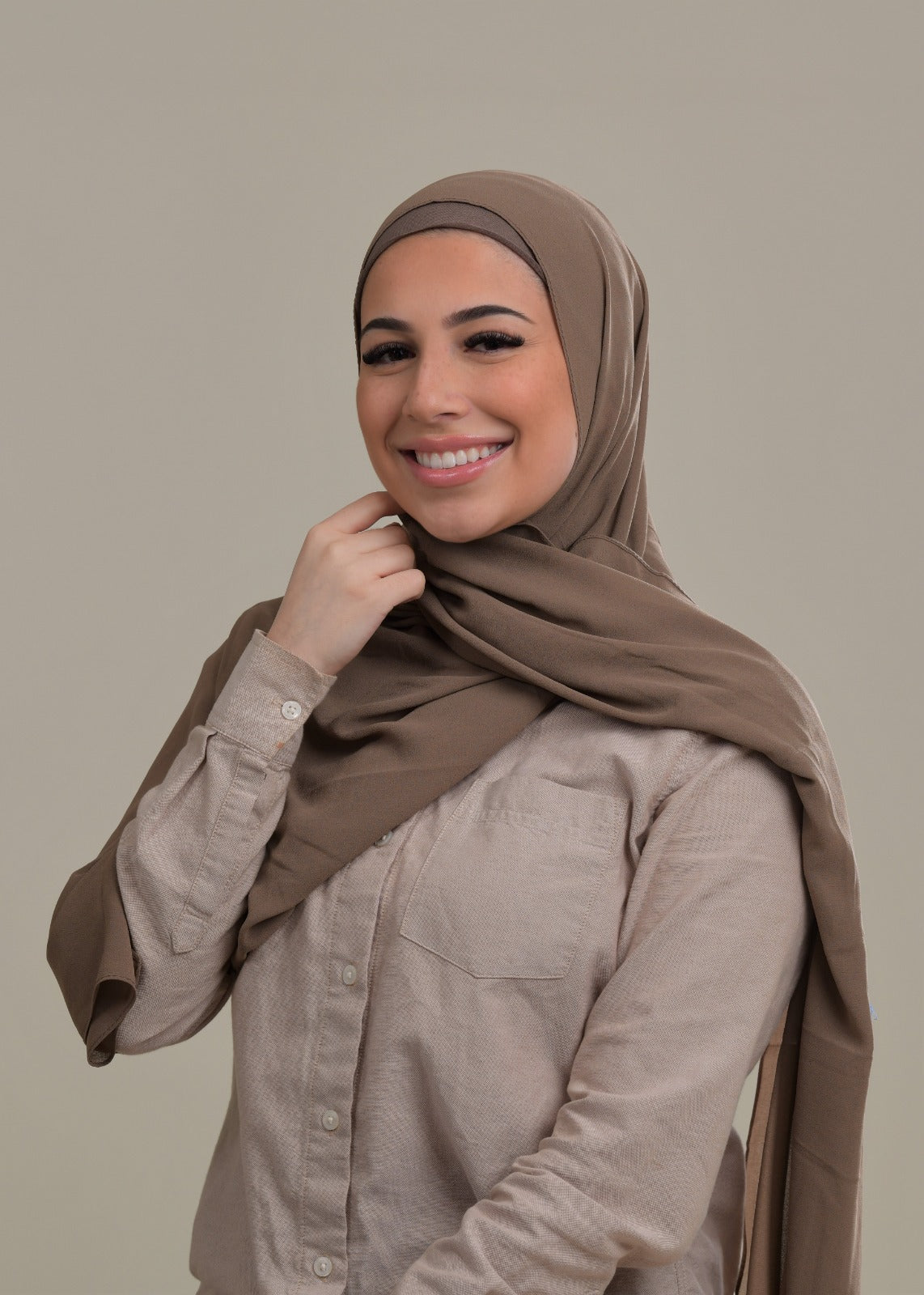 Instant Chiffon Hijab - Neutral Brown