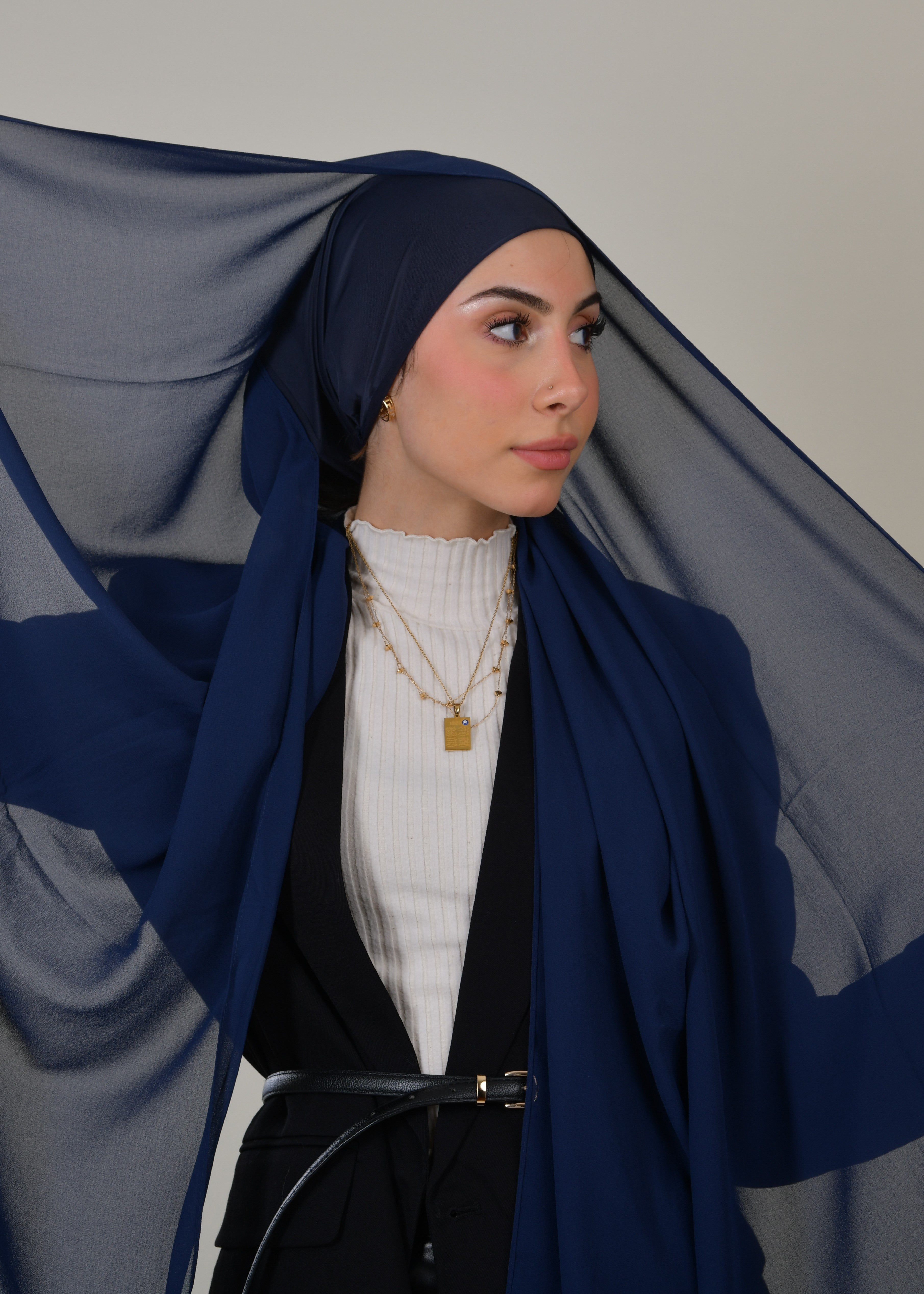 Instant Chiffon Hijab - Navy