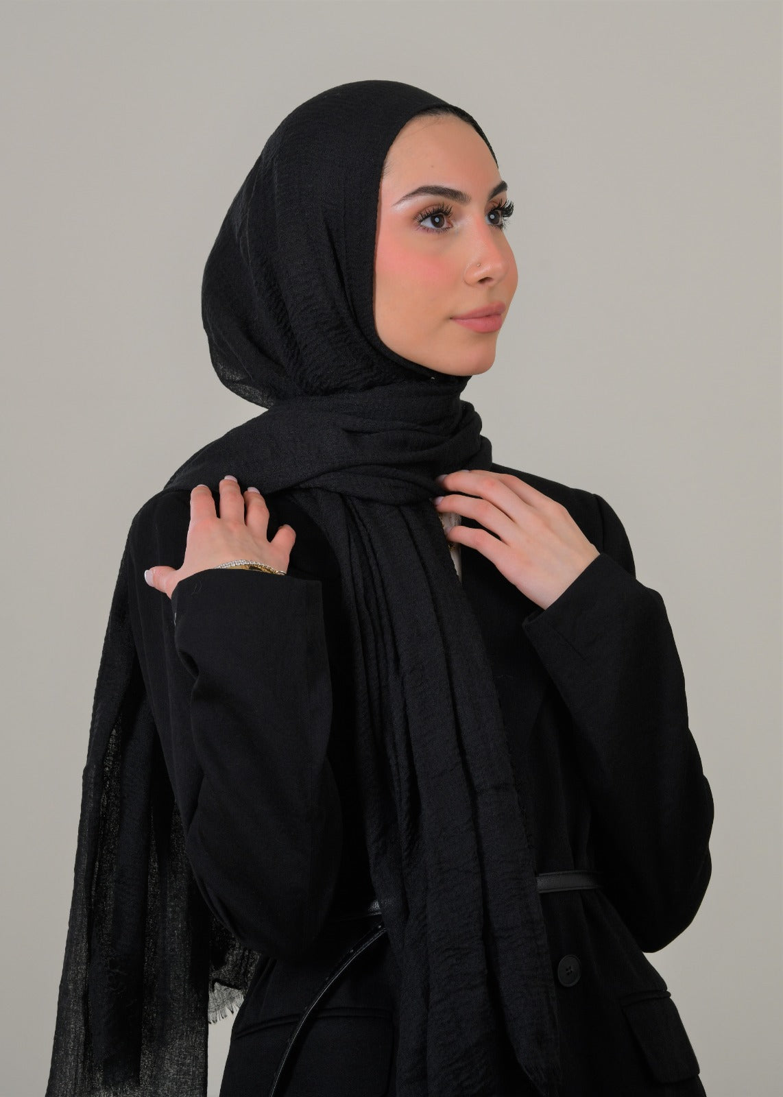 Cotton Crinkle Hijab - Black