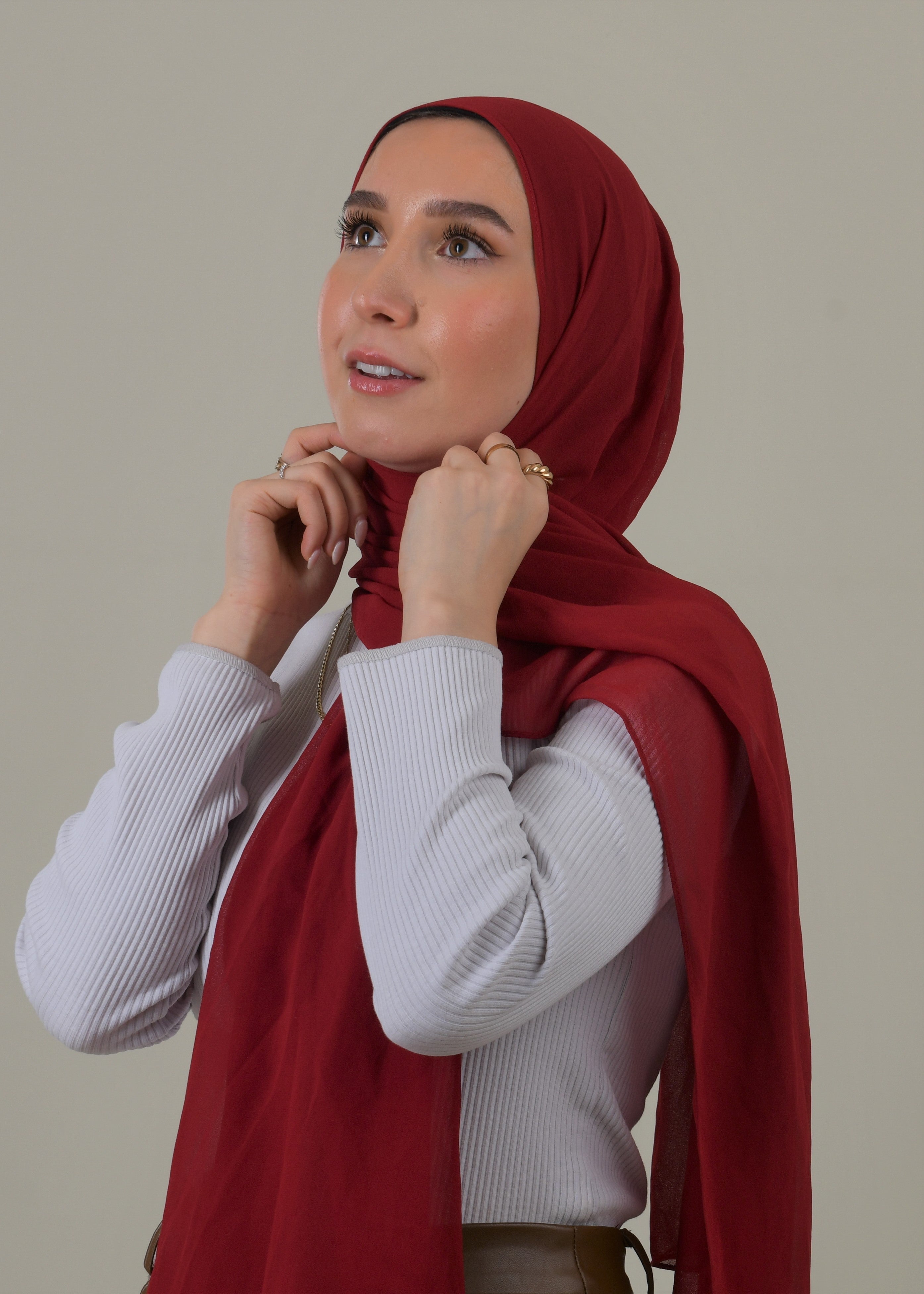 Classic Chiffon Hijab - Deep Red