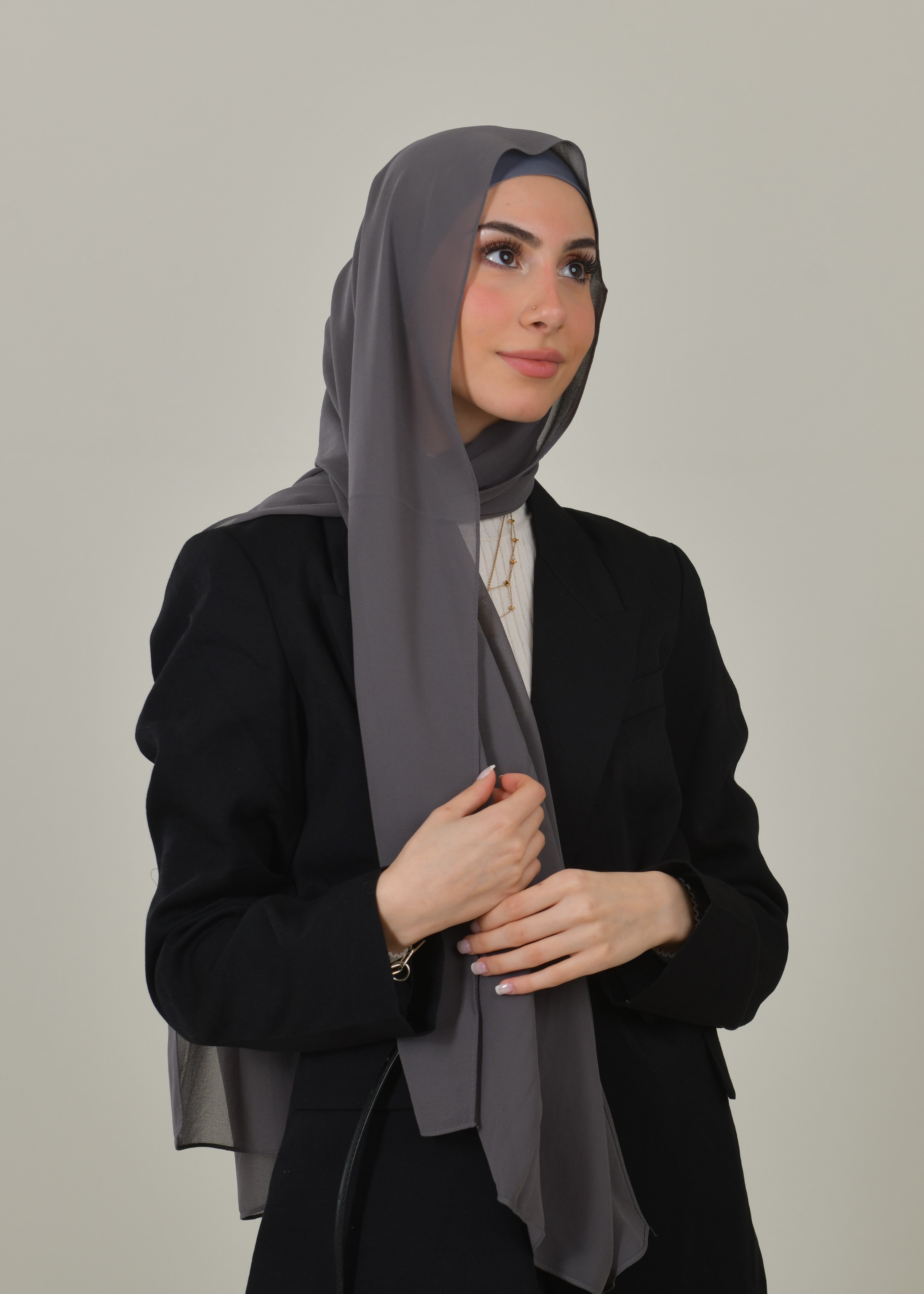 Instant Chiffon Hijab - Dark Grey