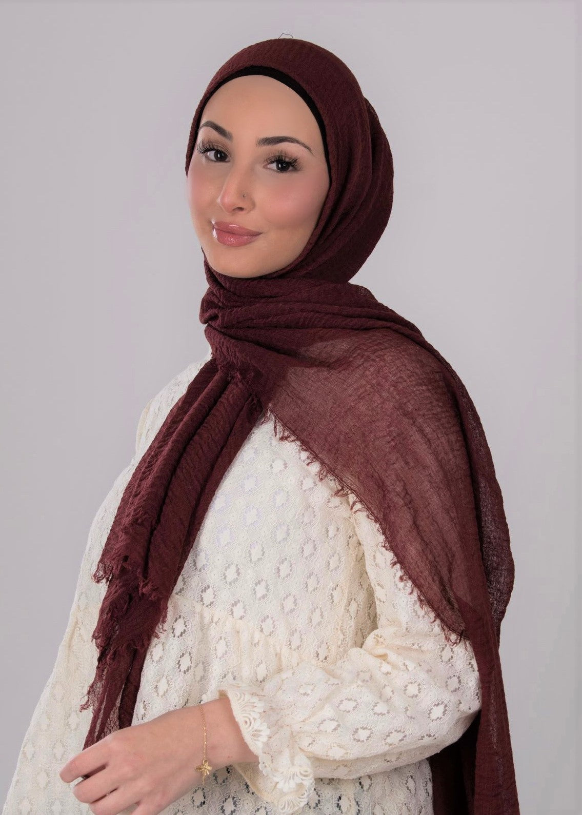 Cotton Crinkle Hijab - Maroon