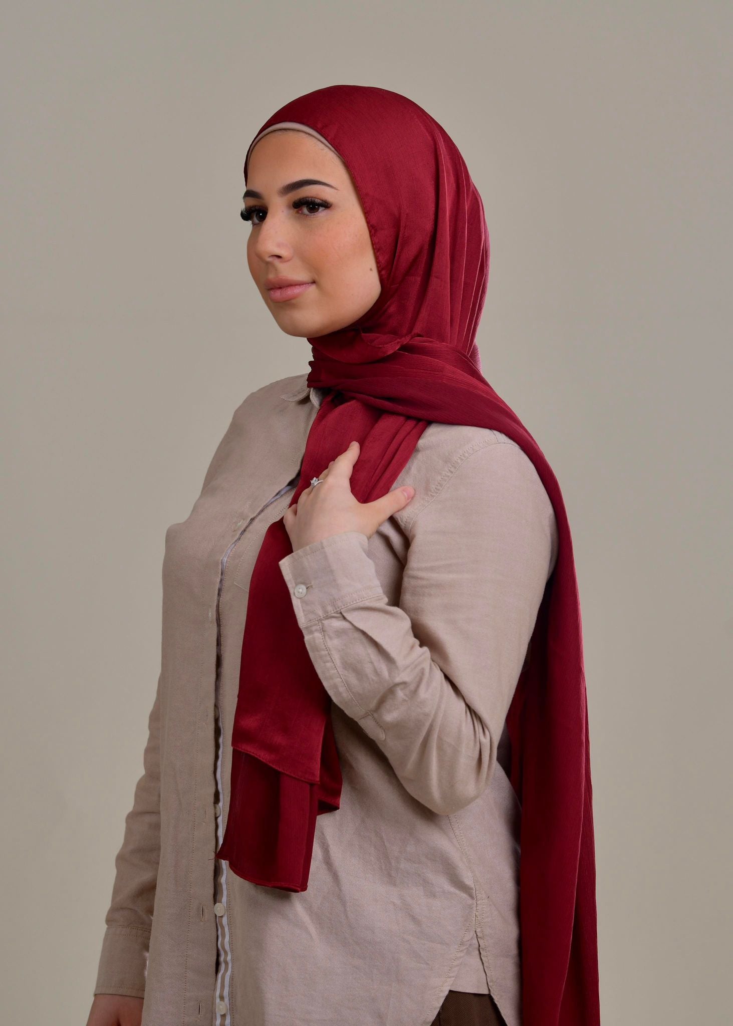 Luxe Satin Hijab - Rouge Maroon