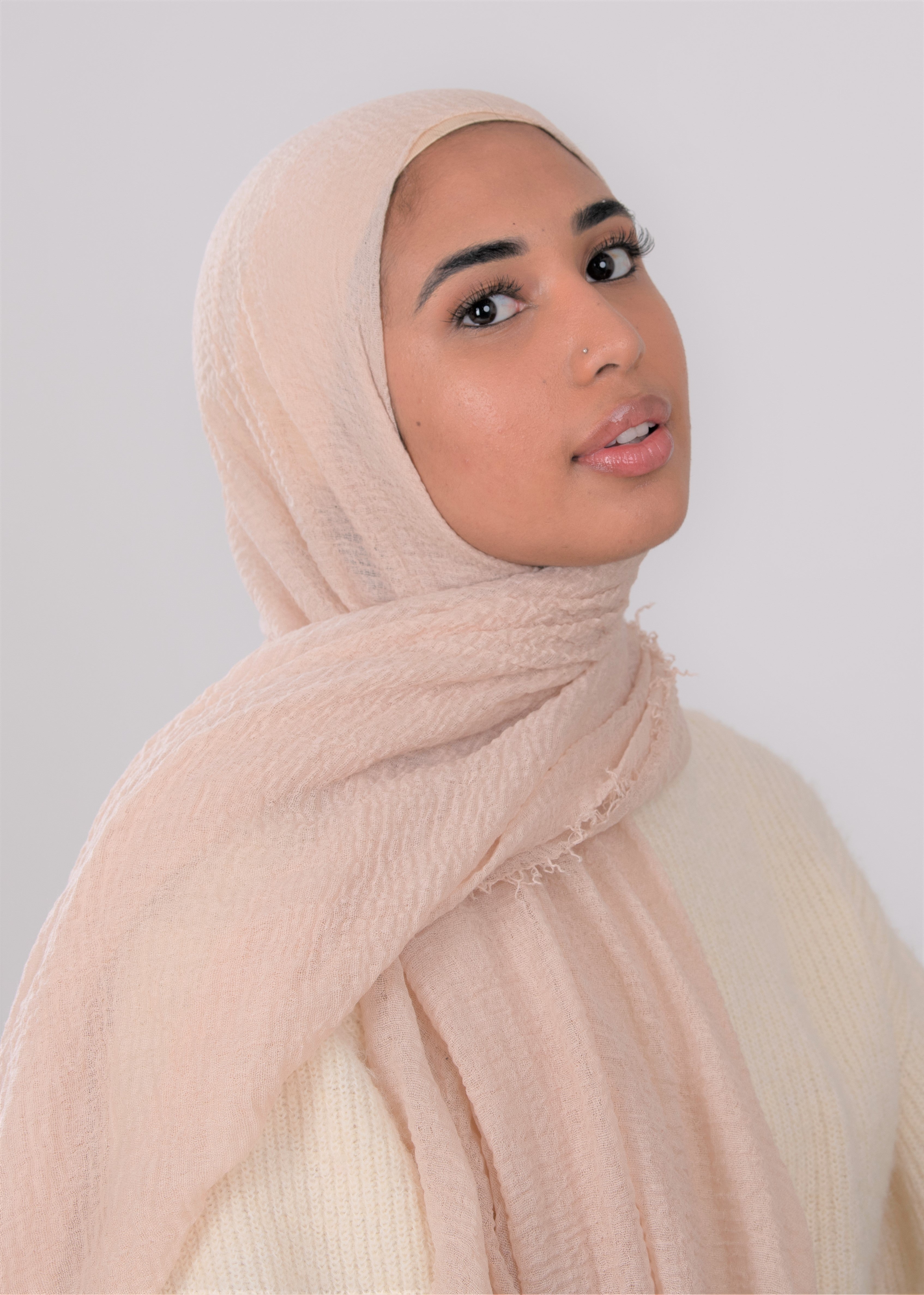 Cotton Crinkle Hijab - Nude